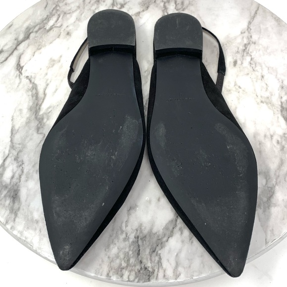 Everlane The Editor Black Suede Point Toe Slingback Flats 8 Minimalist Classic - Picture 8 of 16